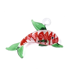 Малиновый Большие подвески, лэмпворк, ручная работа , прелести дельфинов, малиновый, 54~56x65~68x15~16.5 мм, отверстие : 5~6x6~7 мм