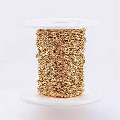 Golden Ion Plating(IP) 304 Stainless Steel Dapped Chains, Cable Chains, Soldered, with Spool, Flat Oval, Golden, 3.5x2x0.6mm, about 32.8 Feet(10m)/roll