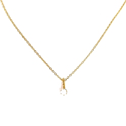 WhiteSmoke Birthstone Style Cubic Zirconia Diamond Pendant Necklace, with Golden Titanium Steel Chains, WhiteSmoke, 17.72 inch(45cm)