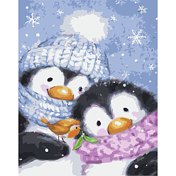 Bird Christmas Penguin Pattern DIY Diamond Painting Kits, including Resin Rhinestones, Diamond Sticky Pen, Tray Plate and Glue Clay, Bird, 400x300mm
