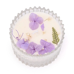 Lilac Clear Glass Candles, Barrel Shaped Smokeless Decorations, with Dryed Flowers, the Box only for Protection, No Supply Again if the Box Crushed, Lilac, 96x66mm
