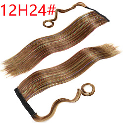 12H24# Magic Tape Wrapped Golden Straight Hair Ponytail Extension with Volume and Natural Look for Women