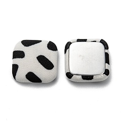 Mixed Color Cotton Cloth Cabochons, with Aluminum, Square, Black & White, Mixed Color, 18x18x5mm