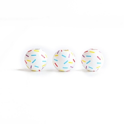 Coloré Perles en bois imprimées, rond avec motif chocolat, colorées, 16mm