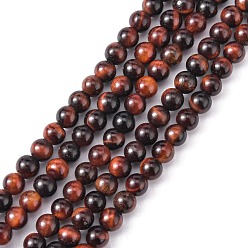 Tiger Eye 15~16 inch Round Gemstone Strand, Red Tiger Eye, Dyed & Heated, 8mm in diameter, hole: 1mm, about 50pcs/strand, 15~16 inch/strand