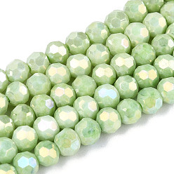 Темный Морско-зеленый Антикоррозийные гальванические стеклянные бусины, имитация драгоценных камней, круглые, с покрытием AB цвета, граненый(32 граненый), темно-зеленый, 4~4.5x3.9 мм, отверстие : 0.8 мм, около 99~100 шт / нитка, 14.76~15.75'' (37.5~38 см)