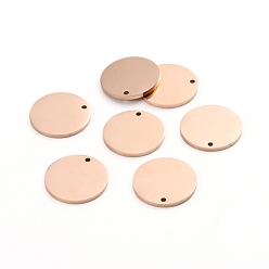 Rose Gold Ion Plating(IP) 304 Stainless Steel Charms, Polished, Stamping Blank Tag, Laser Cut, Flat Round, Rose Gold, 15x1mm, Hole: 1.2mm