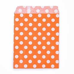 Orange Kraft Paper Bags, No Handles, Food Storage Bags, Polka Dot Pattern, Orange, 18x13cm