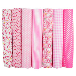 Hot Pink Printed Cotton Fabric, for Patchwork, Sewing Tissue to Patchwork, Quilting, Square, Hot Pink, 50x50cm, 7pcs/set