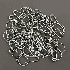 Silver Iron Calabash Safety Pins, Knitting Stitch Marker, Silver, 22x10mm, 100pcs/bag