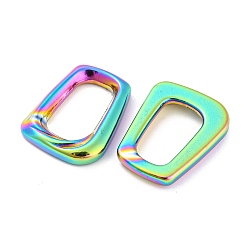 Rainbow Color 304 Stainless Steel Linking Rings, Trapezoid, Rainbow Color, 18.5x14x3mm, Inner Diameter: 13x7mm