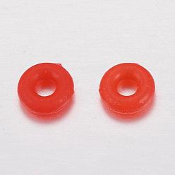 Red Rubber O Rings, Donut Spacer Beads, Fit European Clip Stopper Beads, Red, 2mm