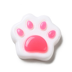 Темно-Розовый Непрозрачные кабошоны из смолы, форма кошачьей лапы, темно-розовыми, 18x19x4.5 мм