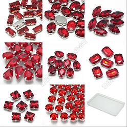 Сиамский 80шт 8 стили пришить стразы, многожильных ссылки, стекло горный хрусталь, с настройками латуни, аксессуары для одежды, граненые, платина, разнообразные, Сиам, 8~16x6~11x4.4~7.2 мм, отверстие : 0.8~1 мм, 10 шт / стиль
