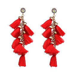 Red Bohemian Ethnic Style Tassel Earrings - Fashionable and Unique Jewelry