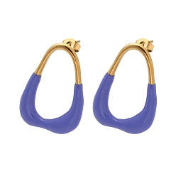 Розовато-лиловый 304 серьги из нержавеющей стали эмаль, ионное покрытие (ip), самородки, золотые, розовато-лиловый, 30.5x22.5 мм