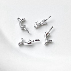 Platinum Brass Head Pins, Fishtail, for Baroque Pearl Making, Platinum, 17x4mm