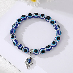 Blue 8mm bead palm bracelet. Винтажный браслет от сглаза с бусинами Фатима - уникальное украшение ручной работы