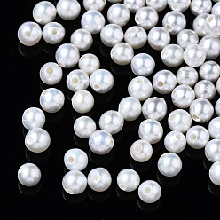 White Natural Cultured Freshwater Pearl Beads, Half Drilled, Round, White, 2.5~3mm, Hole: 0.8mm