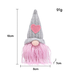Бледно-Розовый День Святого Валентина ткань сердце куклы гномы статуэтки украшения, для дома, витрины, украшения рабочего стола, розовый жемчуг, 80x70x180 мм