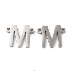 Letter M Non-Tarnish 304 Stainless Steel Connector Charms, Letter, Letter M, 10x12.5x1.5mm, Hole: 1.2mm