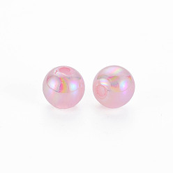 Pink Imitation Jelly Acrylic Beads, AB Color Plated, Round, Pink, 8mm, Hole: 1.8mm, about 1745pcs/500g