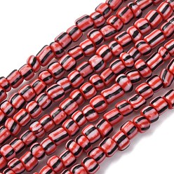 Темно-Красный Бусы лэмпворк ручной работы, 3 тон, колонка, темно-красный, 3~4.5x2~4 мм, отверстие : 0.8 мм, около 99~103 шт / нитка, 15.35 дюйм (39 см)