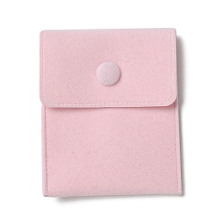 Pink Velvet Jewelry Storage Pouches, Rectangle Jewelry Bags with Snap Fastener, for Earrings, Rings Storage, Pink, 9.7~9.75x7.9cm