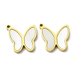Real 14K Gold Plated 304 Stainless Steel Shell Charms, Butterfly, Real 14K Gold Plated, 13.5x14.5x2mm, Hole: 1.2mm