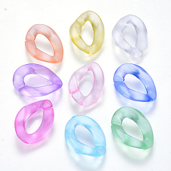 Mixed Color Transparent Acrylic Linking Rings, Quick Link Connectors, for Curb Chains Making, Frosted, Twist, Mixed Color, 23x17x4.5mm, Inner Diameter: 13.5x7mm