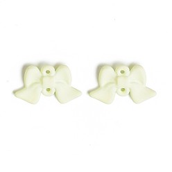Light Yellow Spray Painted Alloy Connector Charms, Bowknot Links, Light Yellow, 10x15.5x2.5mm, Hole: 1mm