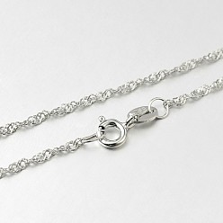 Platinum Trendy Rhodium Plated 925 Sterling Silver Chain Necklaces, with Spring Ring Clasps, Platinum, 16 inch, 2x0.2mm
