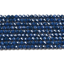 Marine Blue Cubic Zirconia Bead Strands, Faceted Round, Marine Blue, 3mm, Hole: 0.6mm, about 120pcs/strand, 14.84''~14.96''(37.7~38cm)