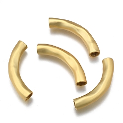 Матовый Золотой Цвет Латунные трубки изогнутой бисера, изогнутые трубочки бусины лапши, долговечный, матовый золотой цвет, 42x6.5 мм, отверстие : 4.5~5 мм