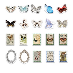 Butterfly 20 Sheets Time Capsule Series Diary Scrapbook Decorative Stickers, Vintage Journal Pocketbook Paper Sticker, Butterfly, 150x60mm