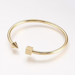 Real 18K Gold Plated Brass Cuff Bangle, Real 18K Gold Plated, 2 inchx2-1/4 inch(51x57mm)