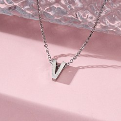 Letter V 304 подвесные из нержавеющей стали ожерелья, буквы, Буква V, 15.94 дюйм(40.5см)~16.14 дюйм(41см)+54мм удлинитель, буквы: 10x7x4 мм.