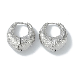 Платинированный Текстурные кольца, латунные серьги-кольца для женщин, Реальная платина, 29x10.5 мм