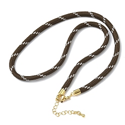 Coffee Ployester Core-Wrapped Round Cord Necklace Making, with Brass Finding, Golden, Coffee, 17.72x0.18 inch(45x0.45cm)