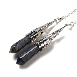 Содалитовое Натуральный содалит маятник для биолокации большие подвески, с латунной фурнитурой , пуля, 260~270 мм, отверстие : 1.5 мм