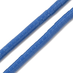 Королевский синий Нити бусин из искусственного камня лавы ручной работы, колонка, яркие глазированный фарфор, королевский синий, 4x2~2.5 мм, отверстие : 0.6 мм, около 155~157 шт / нитка, 14.96~15.16'' (38~38.5 см)