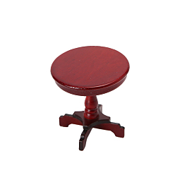 Темно-Красный Миниатюрный деревянный круглый журнальный столик, для кукольных аксессуаров, притворяющихся опорными украшениями, темно-красный, 50x50x52 мм