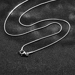 Нержавеющая Сталь Цвет Не тускнеет 304 квадратные ожерелья из нержавеющей стали в виде змеи, с карабин-лобстерами , цвет нержавеющей стали, 27.55 дюйм (70 см), 1.2 мм