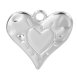 Stainless Steel Color Stainless Steel Heart Pendants, Stainless Steel Color, 24x25x2mm, Hole: 3mm