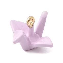 Сливовый Латунь эмаль подвески, бусины в виде бумажных журавликов, со сплавом, долговечный, золотые, слива, 11x17x17 мм, отверстие : 1.2 мм