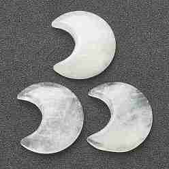 Хрусталь Кристалл кабошоны природного кварца, кабошоны из горного хрусталя, нет отверстий / незавершенного, для проволоки завернутые кулон решений, луна, 34~35x29~30x7.5~9 мм