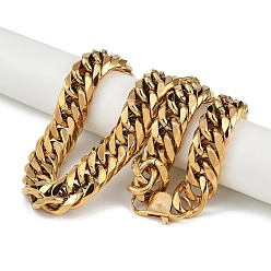 Золотой Ионное покрытие (ip) не тускнеет 304 ожерелья из кубинской цепочки из нержавеющей стали, золотые, 24.33 дюйм (61.8 см)