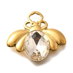 Кристалл 304 подвески из нержавеющей стали, со стразами, реальный 18 k позолоченный, ионное покрытие (ip), Пчелы, кристалл, 17x19x4.5 мм, отверстие : 3.5x2 мм