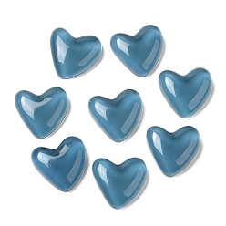 Steel Blue Translucent Resin Cabochons, Heart, Steel Blue, 24x25.5x8mm