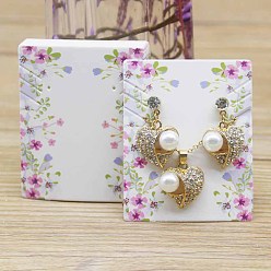 Flower Paper Display Cards, for Earring, Rectangle, Flower Pattern, 6.3x5.1cm, about 100pcs/set